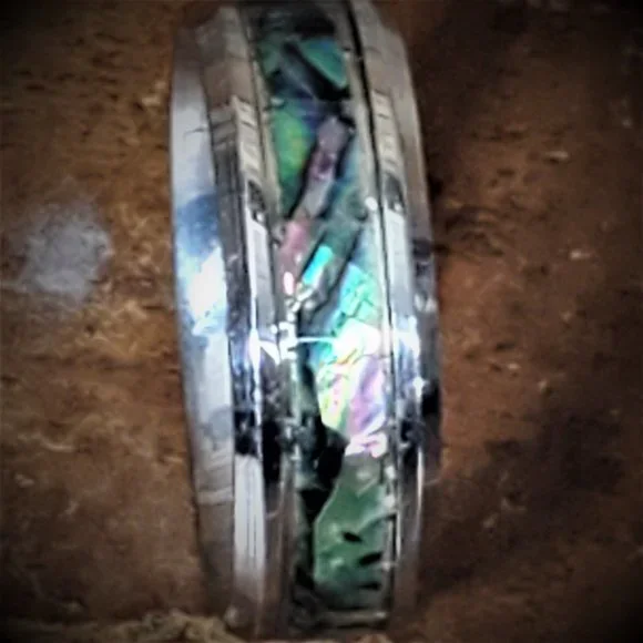 Parker Stainless Steel Abalone Shell Men's Ring 8MM - *NEW SIZES IN* - Picture 3 of 12